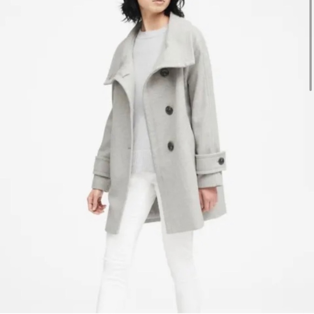 Grey banana republic wool pea coat